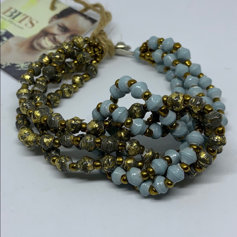 31 Bits Blue Gold Knot Bracelet - Empower Women